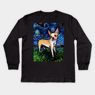 Fawn Boston Terrier Night Kids Long Sleeve T-Shirt